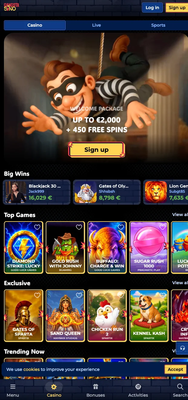 La app de Gangstasino Casino